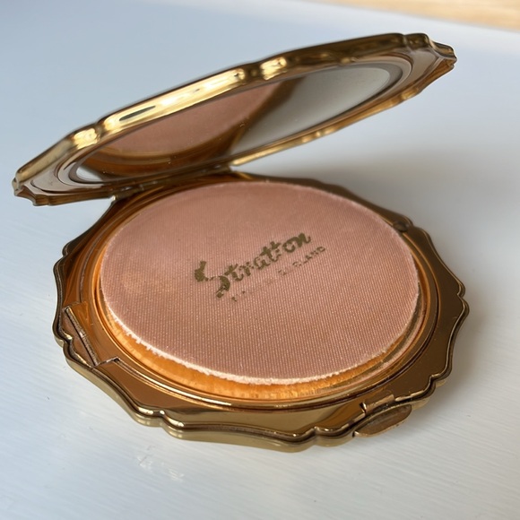 Vintage Marbled Jade Green Stratton England Empty Compact - Picture 7 of 13